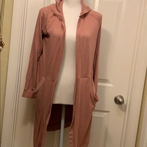 Long cardigan with hoodie